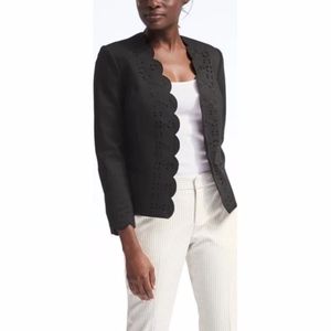 Banana Republic 2 Ponte Scallop Laser Cut Blazer
